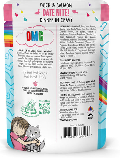Weruva B.F.F. OMG - Best Feline Friend Oh My Gravy!, Date Nite! with Duck & Salmon in Gravy Cat