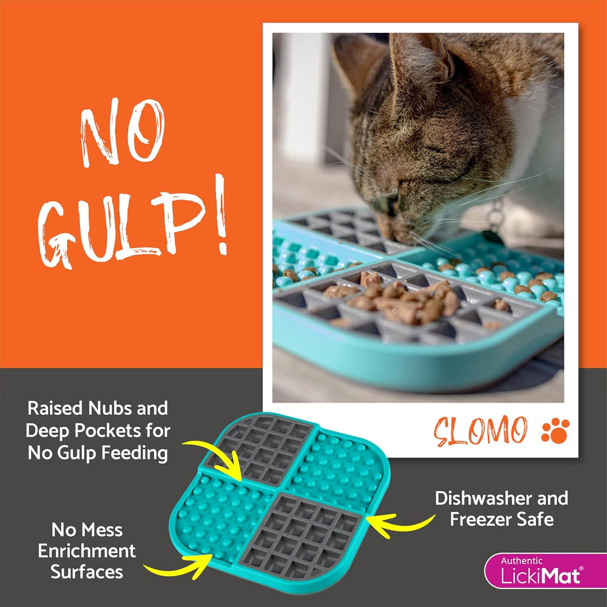 LickiMat Slomo, Cat Slow Feeder Lick Mat, Boredom Anxiety Reducer; Perfect for Food, Treats