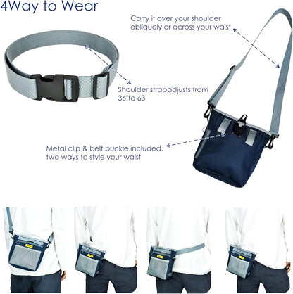 Dog Treat Pouch with Magnetic Closure 4-Cup Silicone Bag Fanny Pack Holder with Clicker 4 Ways to