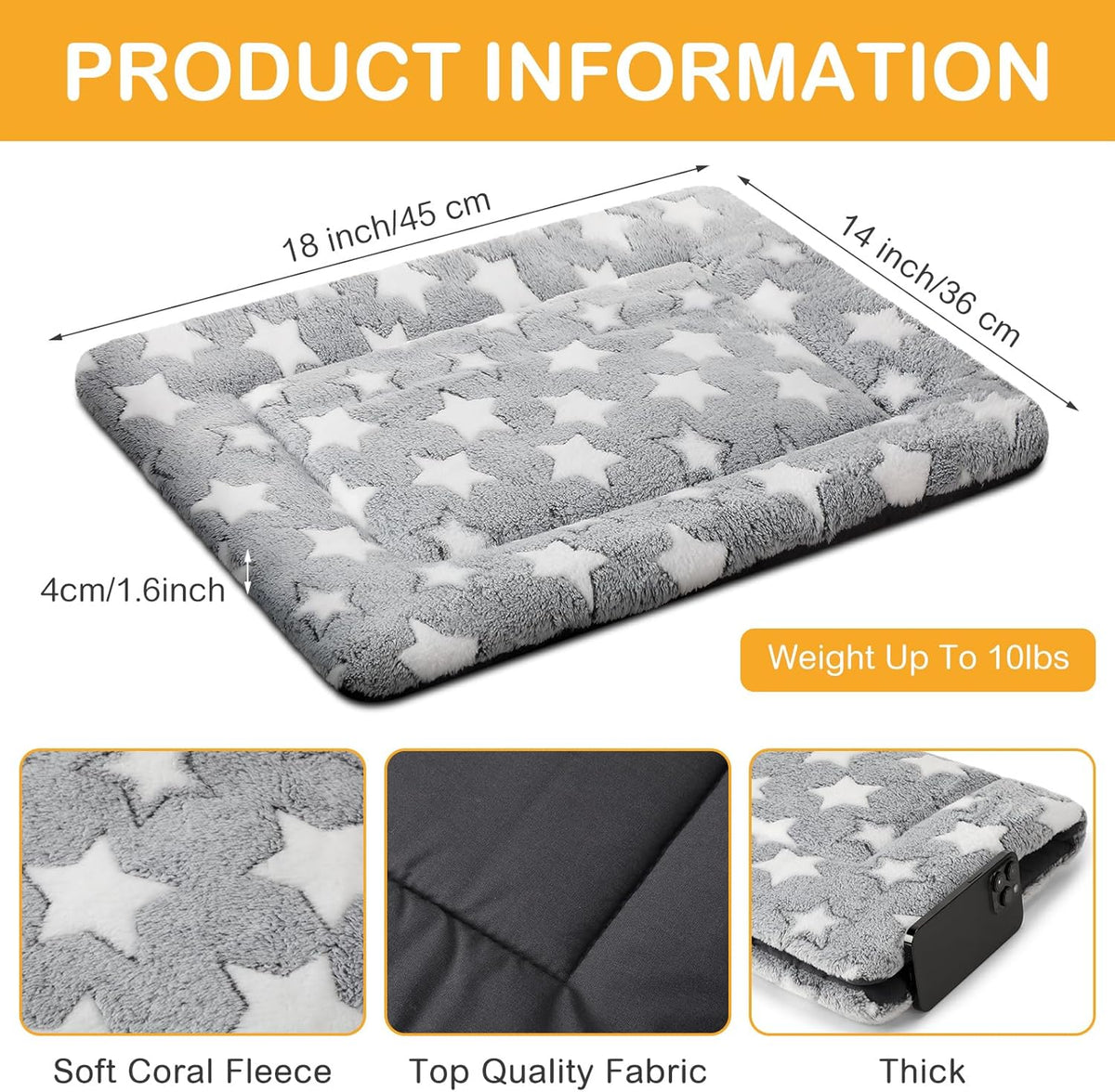 4 Pcs Washable Dog Crate Mat Kennel Pad Replaceable Reversible Pet Bed Pad for Crate Pet, Sleeping