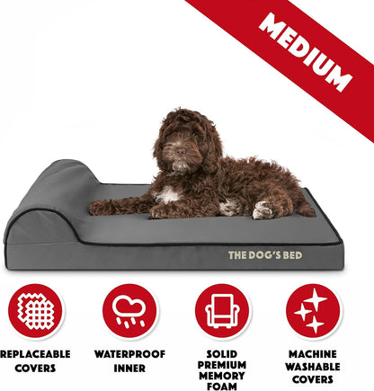 The Dog’s Bed Orthopedic Headrest Dog Bed Med Grey/Black 34x22, Memory Foam, Pain Relief: