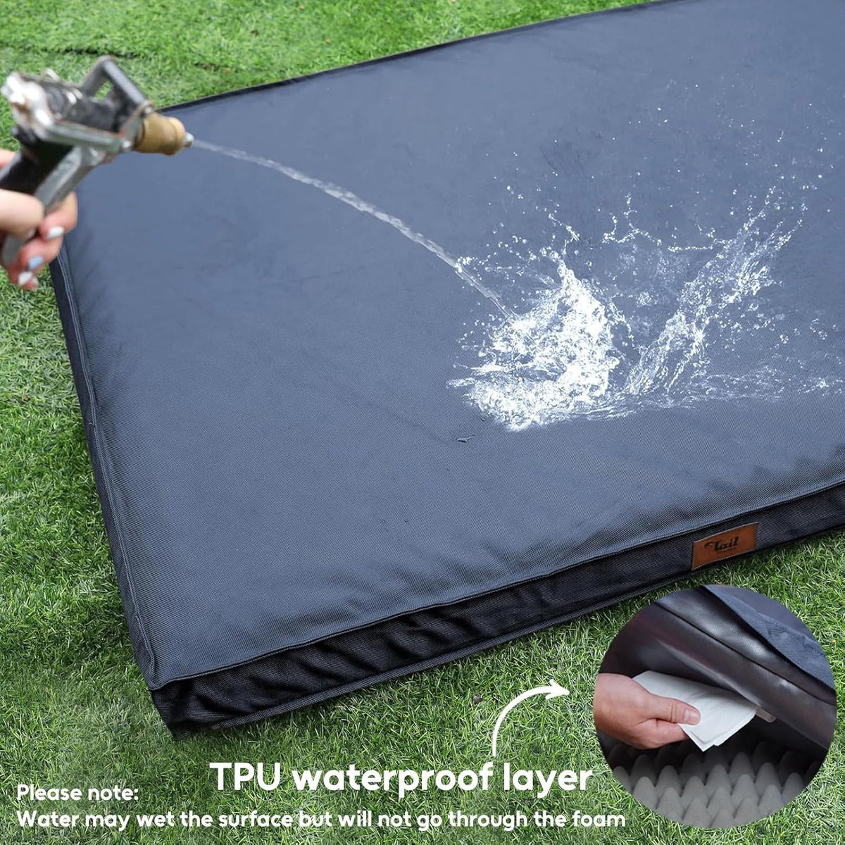 Outdoor Dog Bed for Small Dogs, Waterproof Dog Crate Bed for Small Dogs, Orthopedic Egg Crate Foam