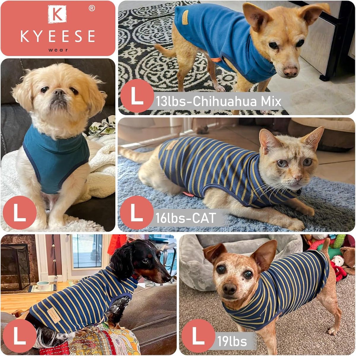 KYEESE 2Pack Dog Sweater Warm Dogs Clothes Pets Sweatshirt Soft Turtleneck Small Pets Sweaters Pet