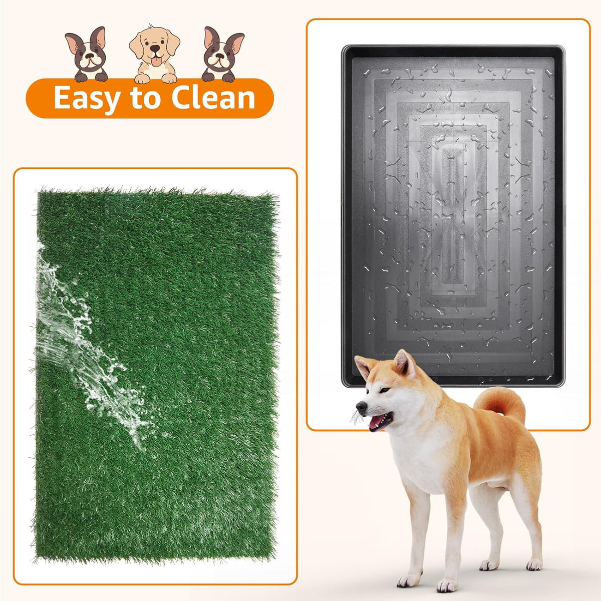 LOOBANI Dog Grass Pad with Tray - Dog Litter Box - Indoor Potty for Apartment and Patio Training