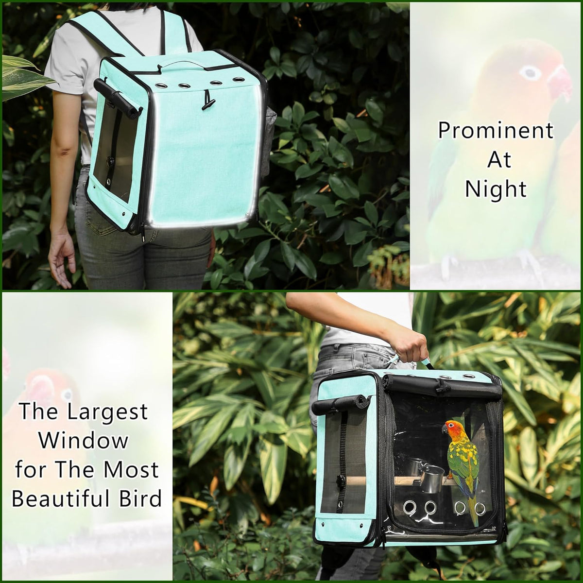 Suertree Bird Carrier with Seat Belt for Car Travel, Bird Backpack Carrier with Indestructible