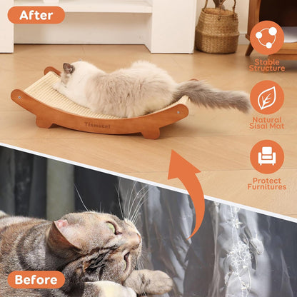 Sisal Cat Scratcher Bed, Beech Wood Cats Hammock,Cat Scratch Pad Indoor cat Toy,Durable Cat