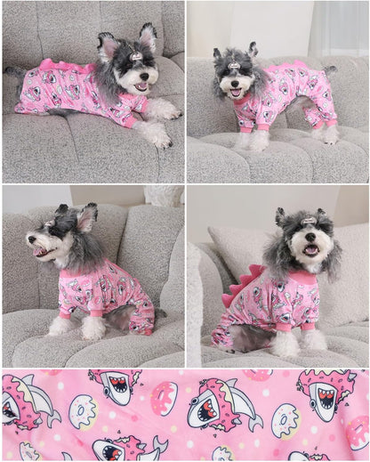 CuteBone Dinosaur Costume Dog Pajamas, Stretchy Spandex Crystal Velvet Sleepwear Coat for Small