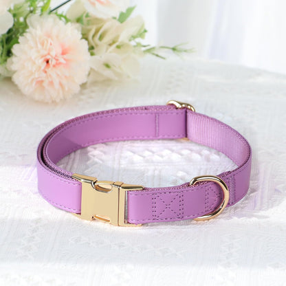 PET ARTIST PU Leather Dog Collar, Bright & Stylish Purple Dog Collar Girl with Quick Release Gold