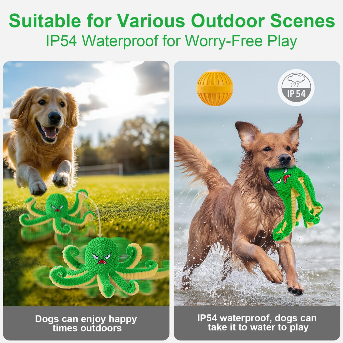 Interactive Dog Toys Octopus,Durable Automatic Jumping Dog Toy to Keep Them Busy,Squeaky Moving Tug
