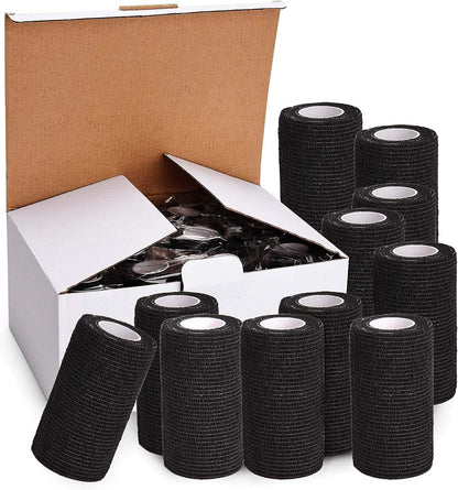 TOBWOLF 12PCS Self Adherent Bandage, 4" x5yd / 10cmx4.5m Cohesive Elastic Bandage Wrap, Breathable