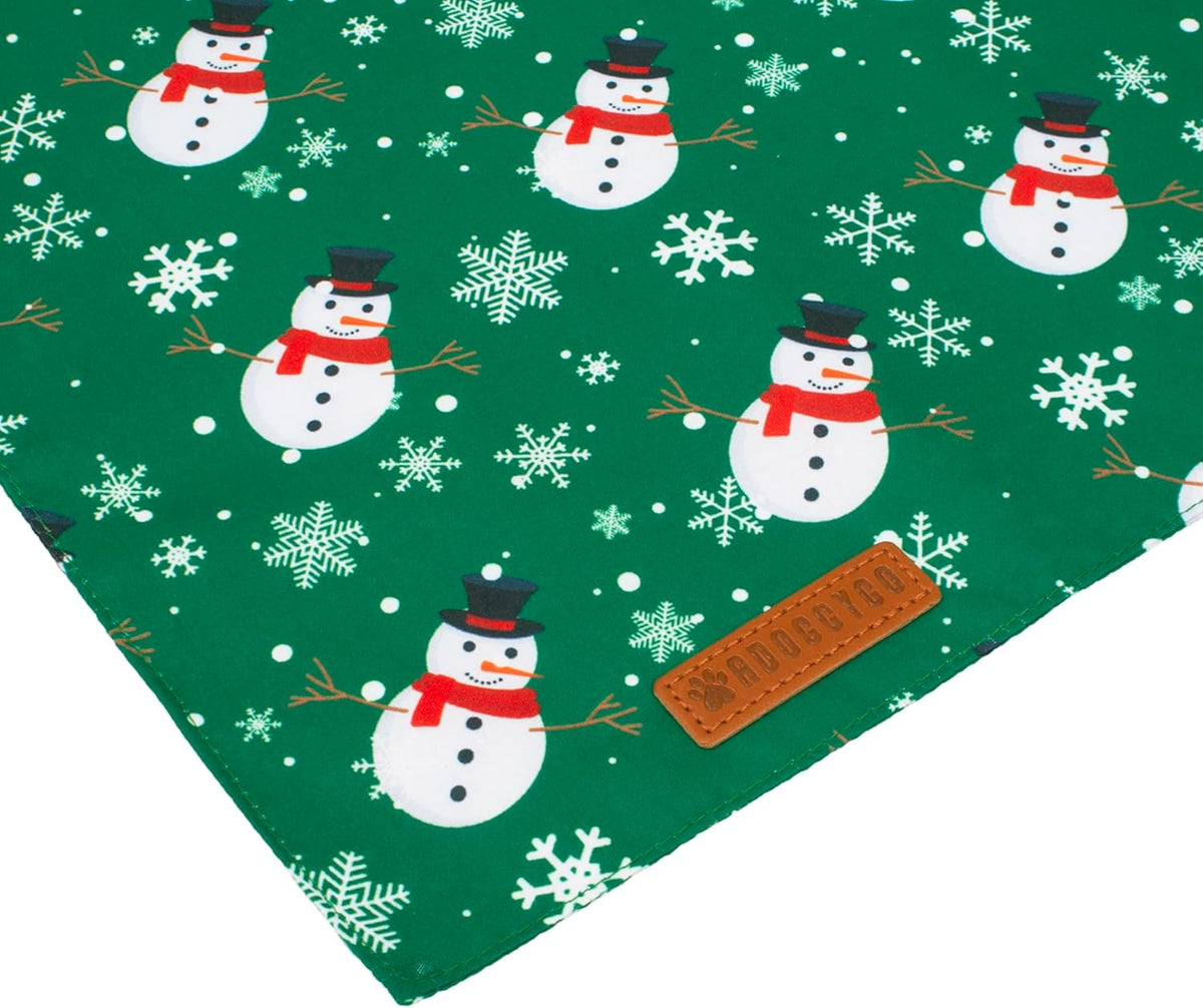 ADOGGYGO Christmas Dog Bandanas, Snowman Santa Xmas Pet Scarf, Multi Size Offered, Red Green
