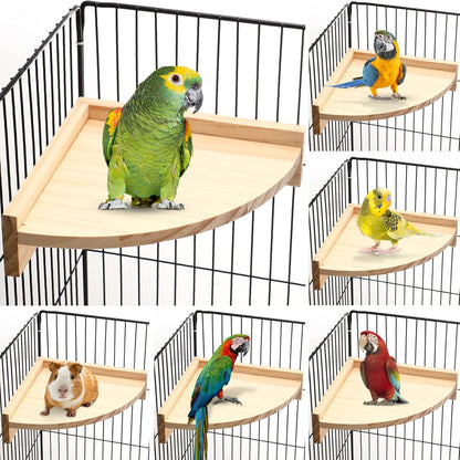 Wettarn 6 Pcs Bird Perch Platform Bird Corner Parrot Perch Corner Wooden Stand Sector Playground