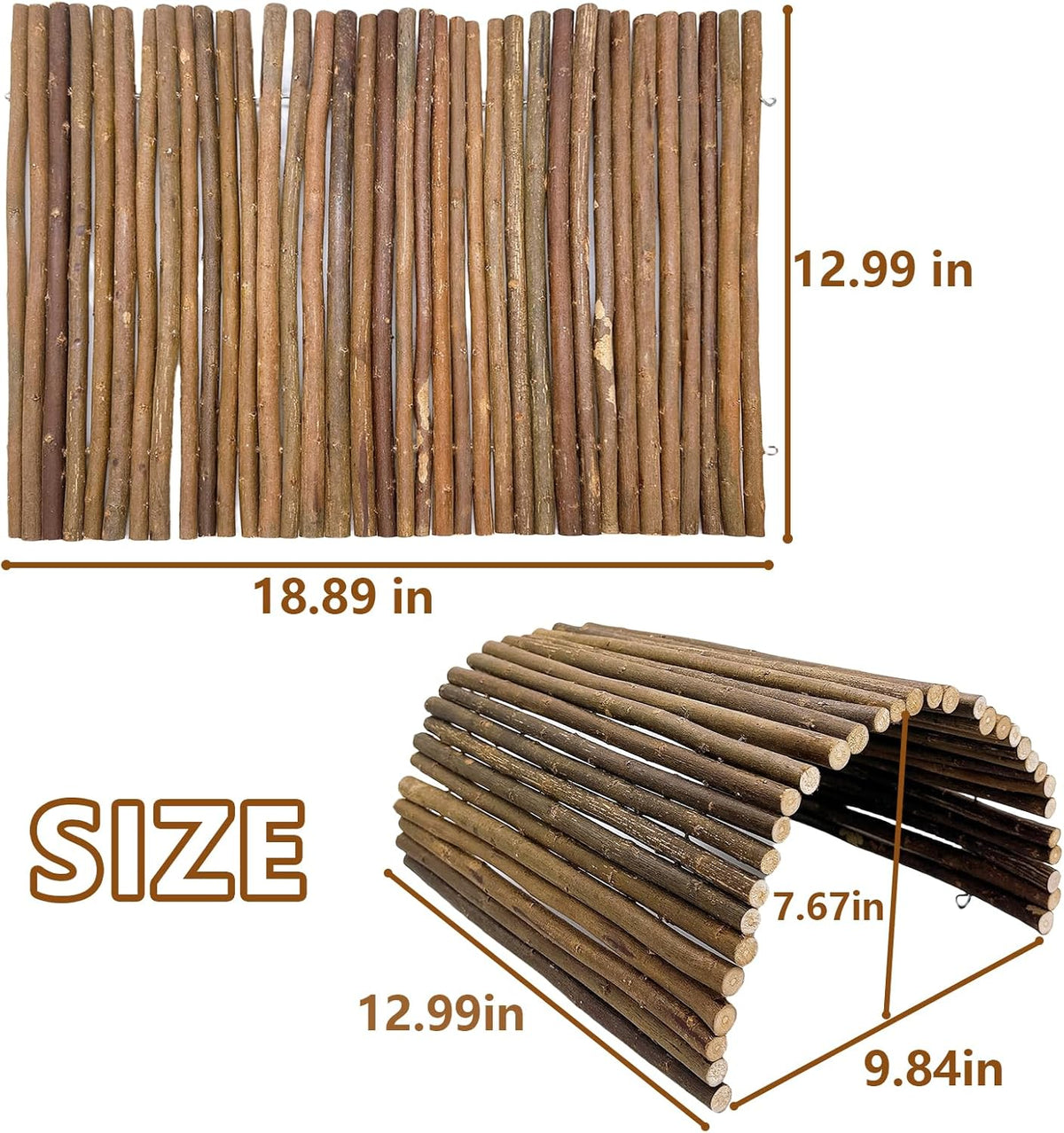 BNOSDM 2PCS Reptile Hideout Wooden Bridge 12.99"x 18.89" Lizard Hide Caves Bearded Dragon Habitat