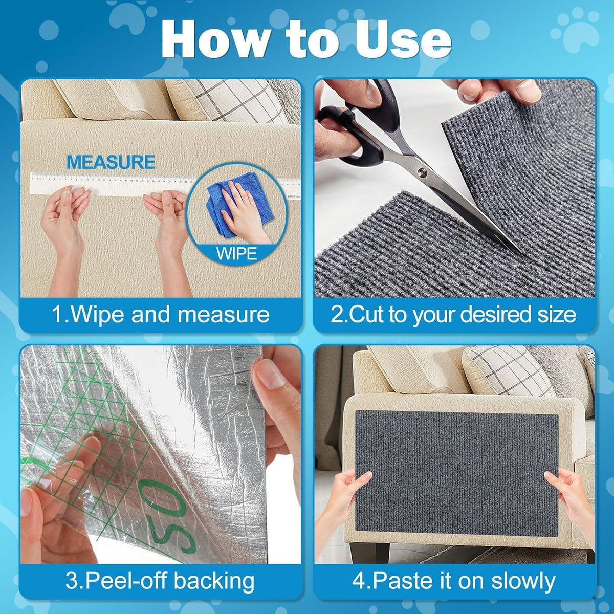 Cat Scratch Couch Furniture Protector, Adhesive Cat Scratch Pad Deterrent for Furniture, DIY