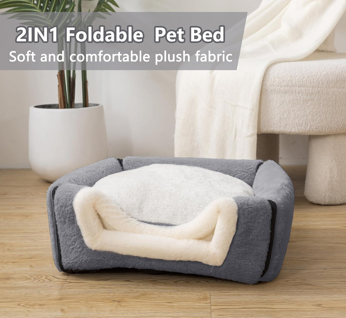 Cat Bed for Indoor Cats，Foldable cat cave，Anti-Slip & Water-Resistant Bottom，cat Houses for Indoor