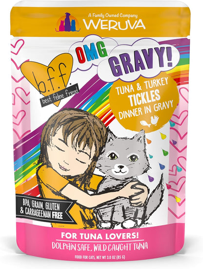 Weruva B.F.F. OMG - Best Feline Friend Oh My Gravy!, Tuna & Turkey Tickles with Tuna & Turkey in