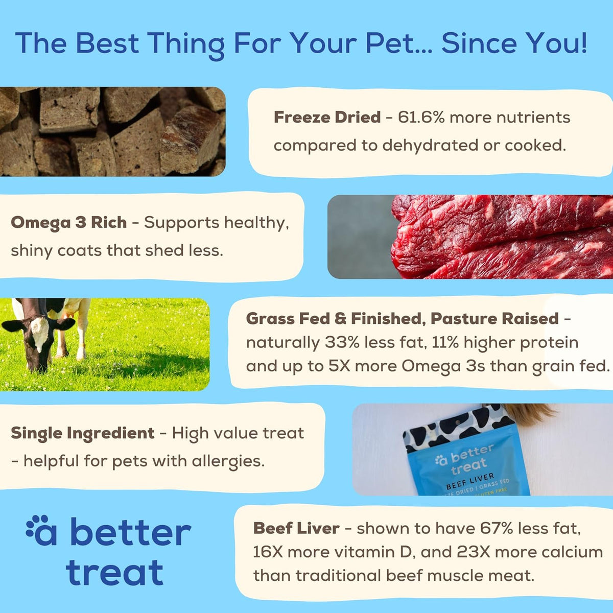 A Better Treat – Organic, Freeze Dried, Single Ingredient, 100% Grass Fed & Finished, Pasture