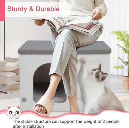 Rockever Plastic Cat House Outdoor with Escape Door, Waterproof Feral Cat House Outdoor Indoor