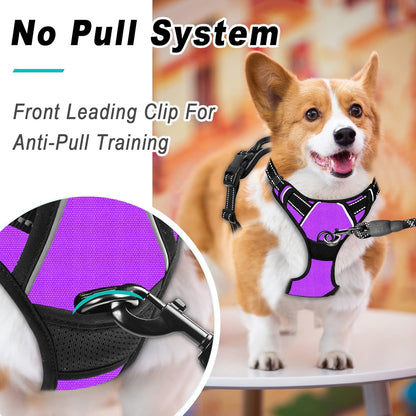 BARKBAY No Pull Dog Harness Large Step in Reflective Dog Harness with Front Clip and Easy Control