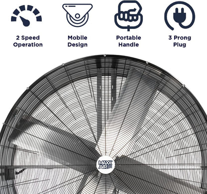 Maxx Air 60 Inch High Velocity Industrial Belt Drive Drum Fan | Heavy Duty Barrel Fan with Durable