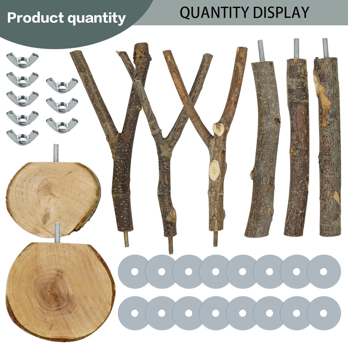 Natural Wood Bird Perches for Cage, Parrot Perch Stand & Platform, Bird Cage Accessories for