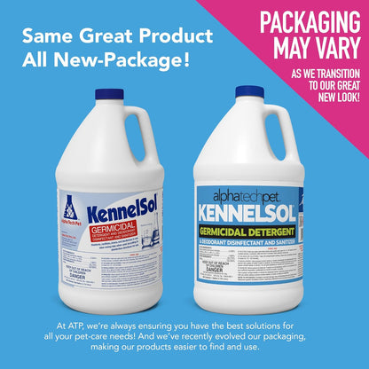 ATP KennelSol 1-Step Kennel Cleaner - 1 Gallon (Pack of 4) Liquid Disinfectant, Effective Against