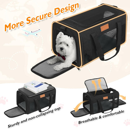 PETUX TSA Approved Pet Carrier in Cabin, 17"x11"x9.5" Soft Cat Carriers for Small Cats up to 12 lb