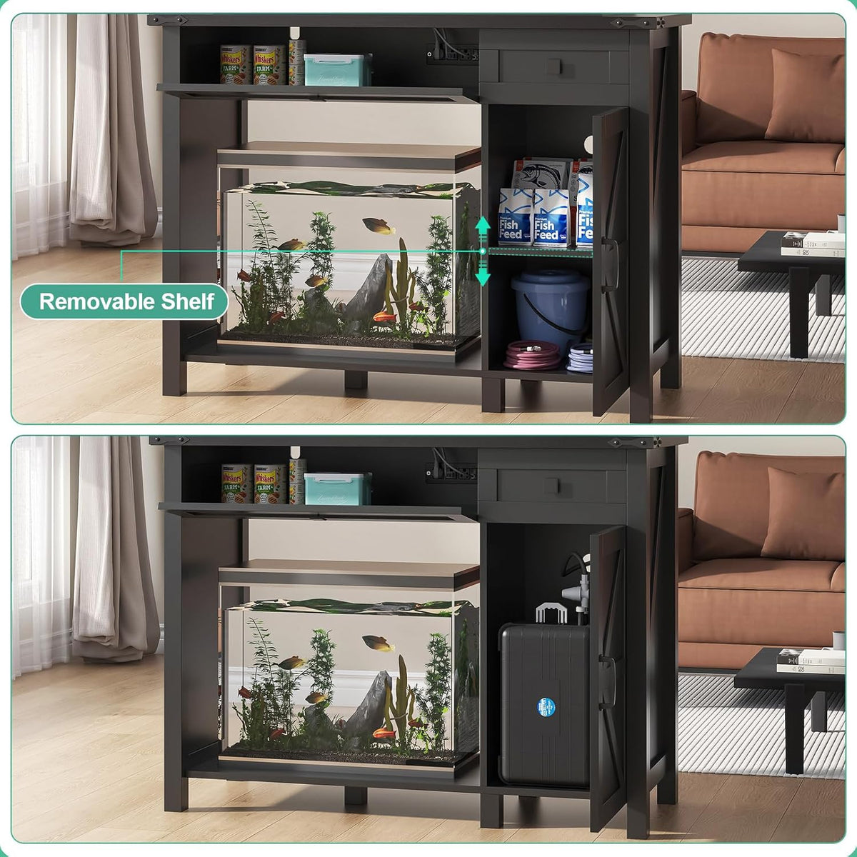 40 Gallon Aquarium Stand With Charging Station, Farmhouse Fish Tank Stand, Reptile Tank Stand