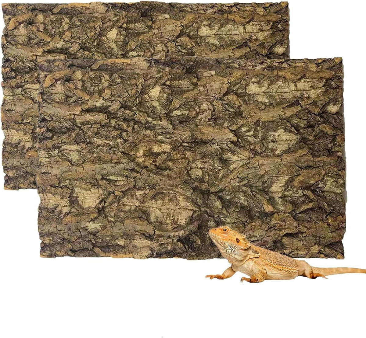 Tfwadmx 2Pcs Terrarium Cork Bark Background, 11.8"x7.8" Thickened Reptile Tank Tree Backdrop Wall