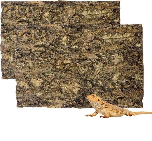 Tfwadmx 2Pcs Terrarium Cork Bark Background, 11.8"x7.8" Thickened Reptile Tank Tree Backdrop Wall