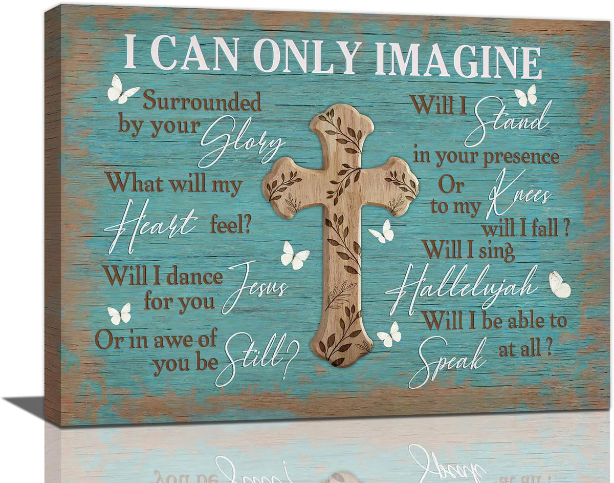 Rustic Christian Cross Wall Art I Can Only Imagine Pictures Farmhouse Butterfly Wall Decor Teal