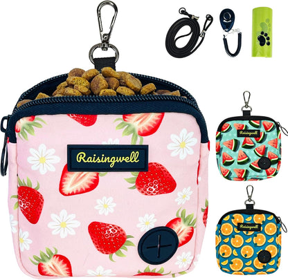 Dog Treat Pouch for Pet Walking and Training with Clicker Poop Bags Small Fanny Zipper Pack Holder