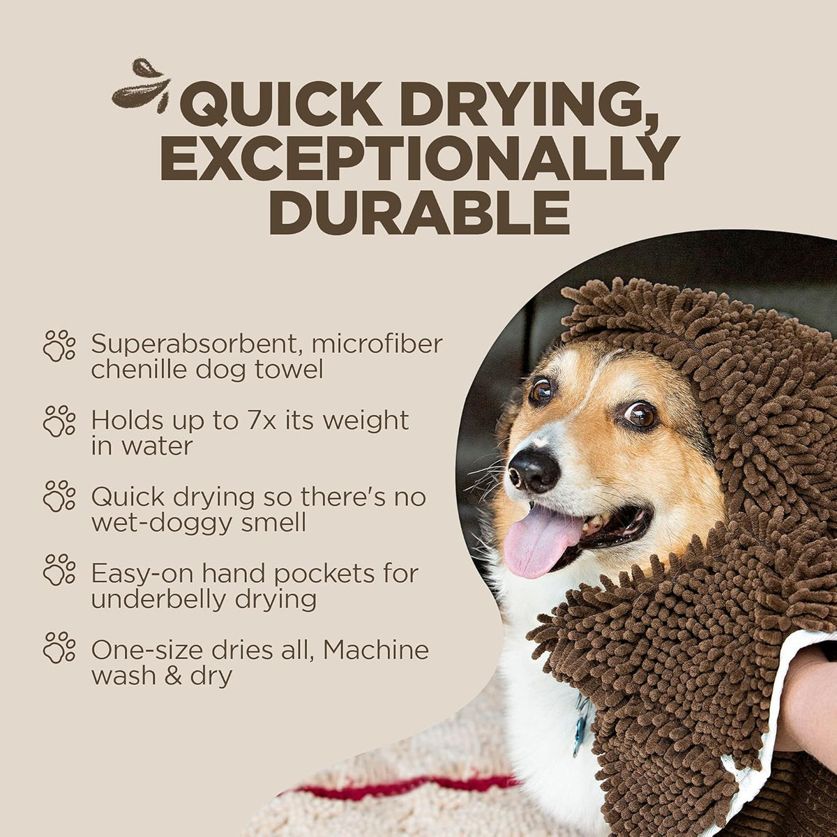 Soggy Doggy Super Shammy Dog Towel - Microfiber Chenille Towel for Drying Dogs and Cleaning Paws