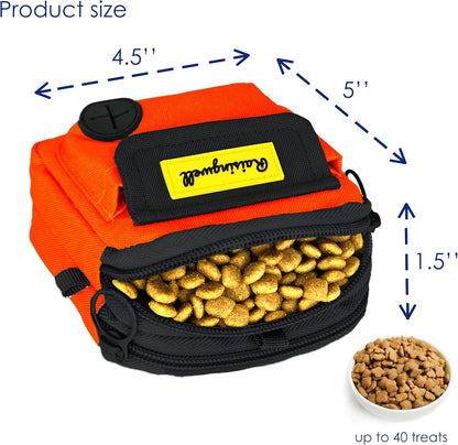 Dog Treat Pouch for Pet Walking and Training with Clicker Poop Bags, and Three Bags Design Small