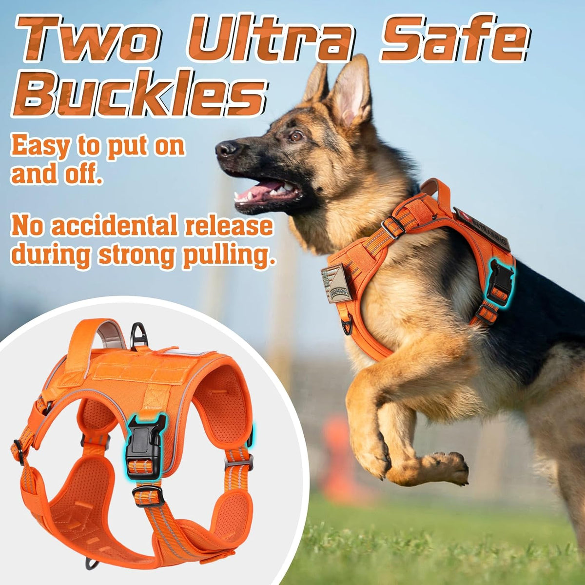 rabbitgoo Tactical Dog Harness for Large Dogs, No Pull Military Service Vest with Handle & Molle