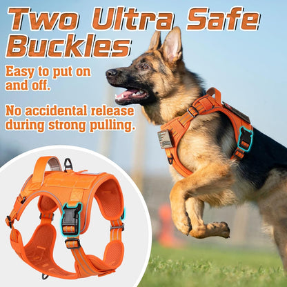rabbitgoo Tactical Dog Harness for Large Dogs, No Pull Military Service Vest with Handle & Molle