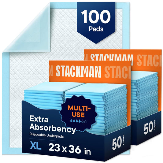 Chucks Pads Disposable [100-Pack] Adult Incontinence Underpads 23"x 36" Large Absorbent Fluff