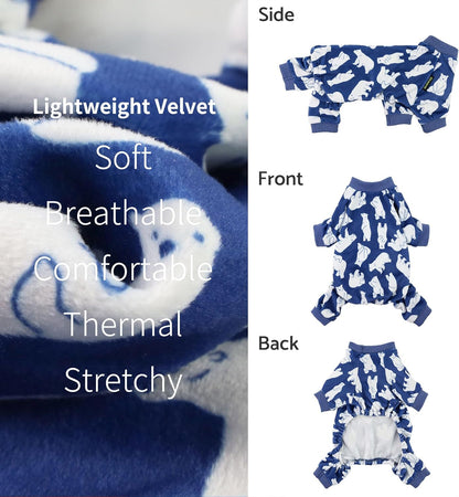 Fitwarm Polar Bear Dog Pajamas, Dog Clothes for Small Dogs Girl Boy, Pet Onesie with Feet, Cat