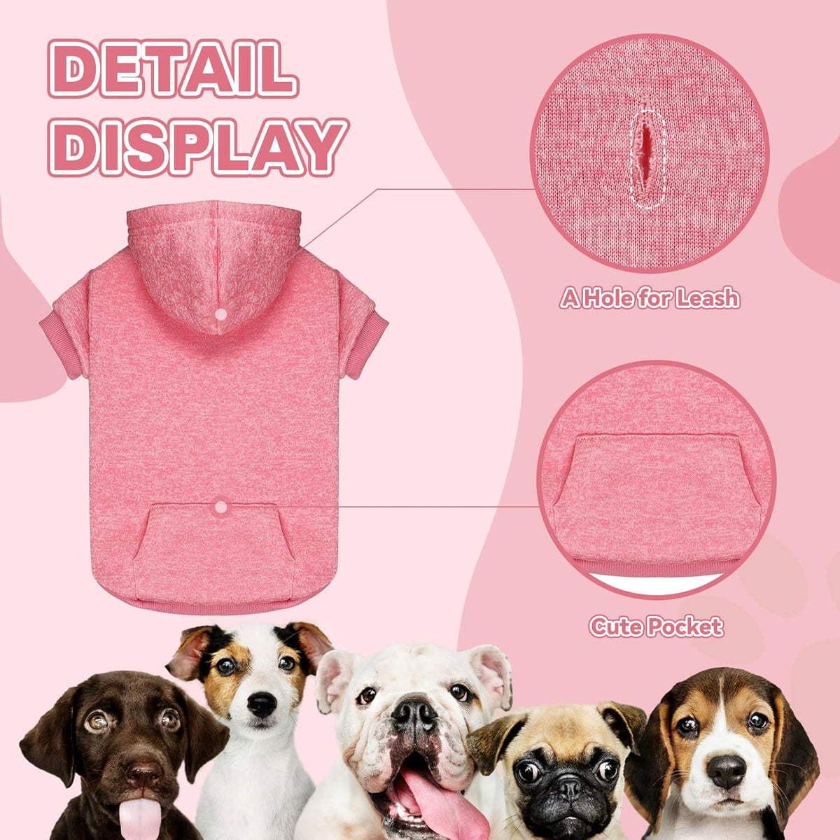 Dog Sweaters for Small Dogs Dog Hoodie Fleece Soft Pet Clothes Sweatshirt with Pocket Pet Hoodie