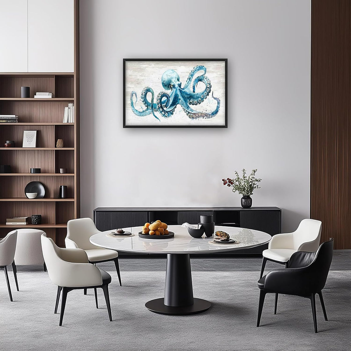 Octopus Large Wall Art Ocean Sea Nautical Pictures Rustic Blue Octopus Animal Wall Decor Canvas