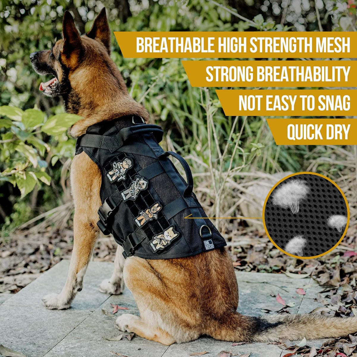 OneTigris No Pull Tactical Dog Harness for Medium Dog, Aire Mesh Dog Vest Harness, Breathable
