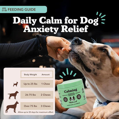 Natural Dog Company Calming Chews for Dogs, Stress & Anxiety Relief Supplement with Chamomile