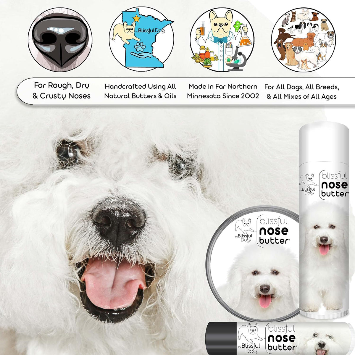 The Blissful Dog Bichon Frise Unscented Nose Butter, 16oz