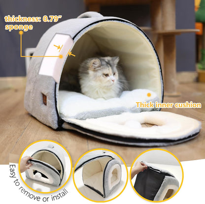 Cat Bed for Indoor Cats，Foldable cat cave，Anti-Slip & Water-Resistant Bottom，cat Houses for Indoor