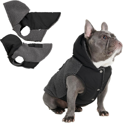 Spark Paws Reversible Dog Sweater, Sherpa Jacket Vest with Warm Fleece Lining, Warm Coat for