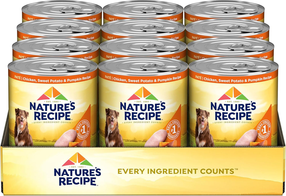 Nature's Recipe Grain Free Chicken, Sweet Potato, and Pumpkin Recipe Wet Dog Food, 13 oz. Can, 12