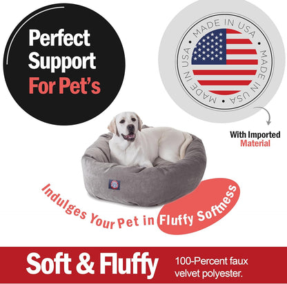 Majestic Pet 40 Inch Micro Velvet Calming Dog Bed Washable 40x29x9 (inch) – Cozy Soft Round Donut