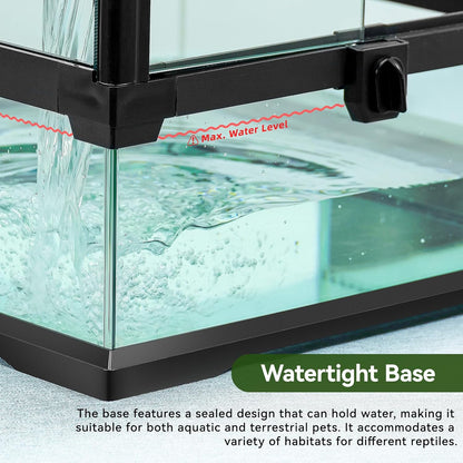 Glass Reptile Tank Front Opening Terrarium Suitable for Leopard Geckos, Snakes, Tree Frogs