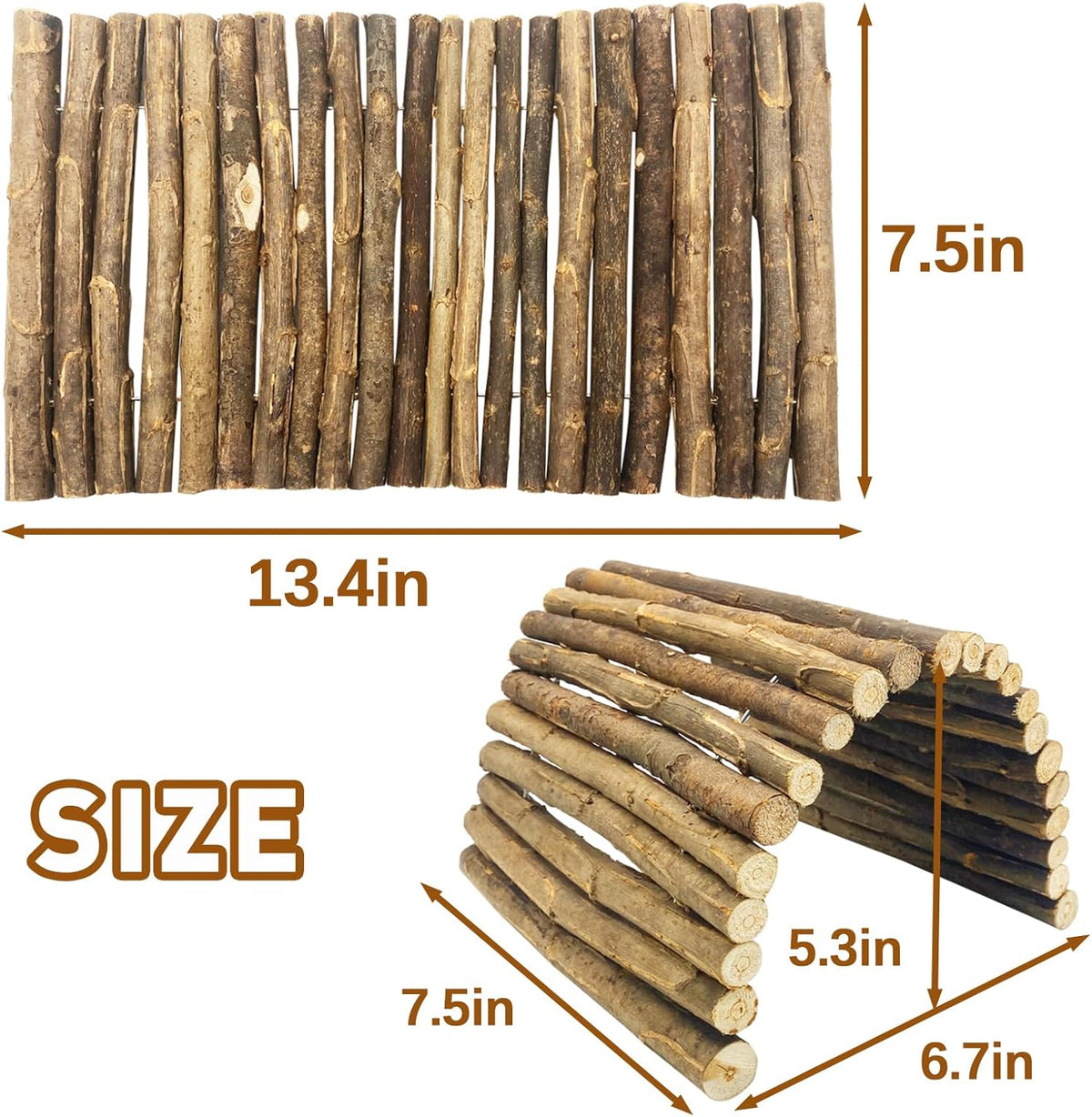 BNOSDM 2PCS Reptile Hideout Wooden Bridge 7.5"x13.4" Lizard Hide Caves Bearded Dragon Habitat