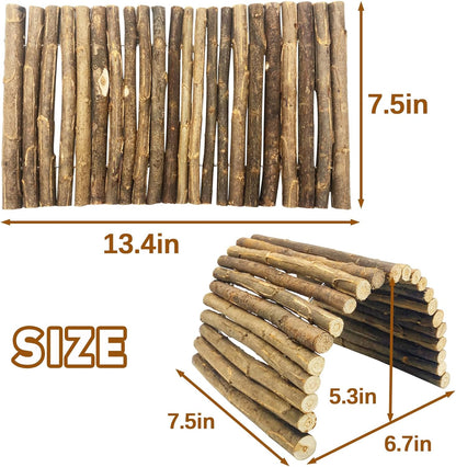 BNOSDM 2PCS Reptile Hideout Wooden Bridge 7.5"x13.4" Lizard Hide Caves Bearded Dragon Habitat